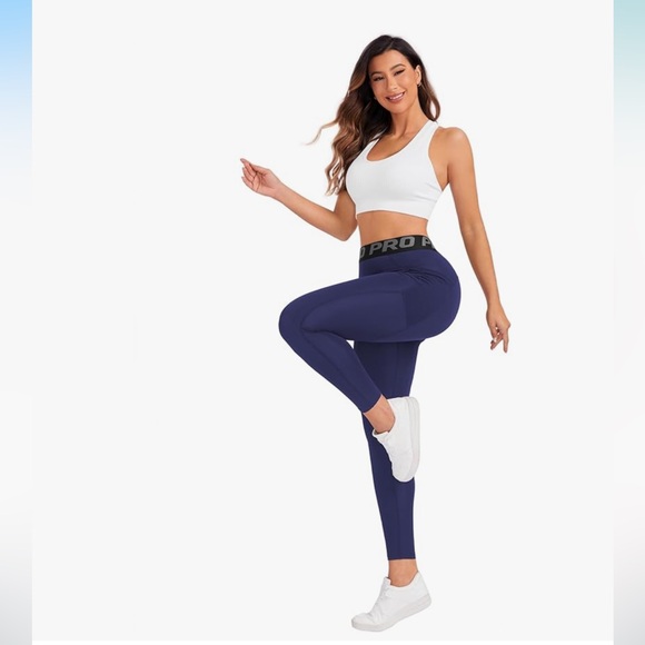 LALA BIRDS | High-waisted Dark Blue Lightweight Leggings with Pockets - Picture 6 of 6